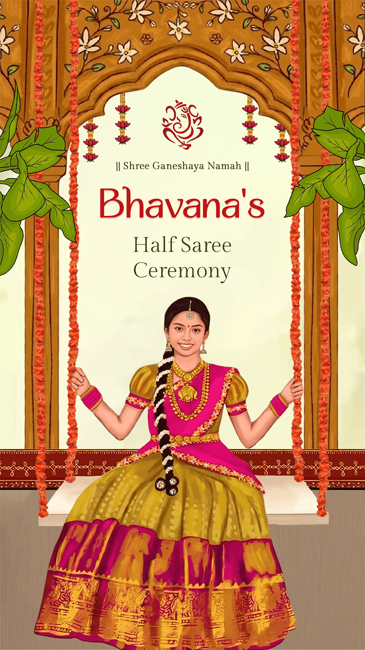 Beautiful Half Saree Ceremony Invitation Video for Girls