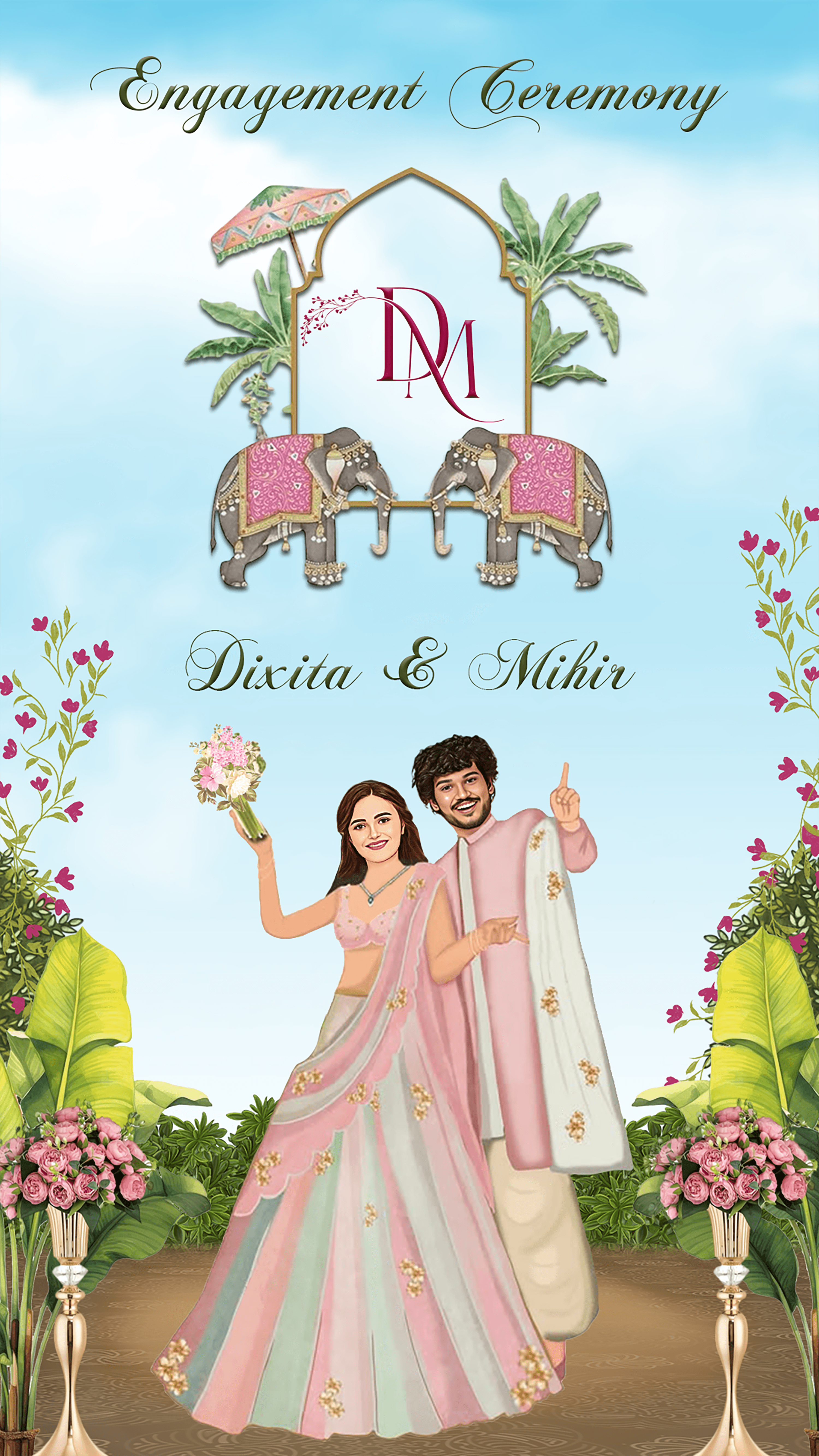 Engagement Invitation Card in English Elegant HD Design