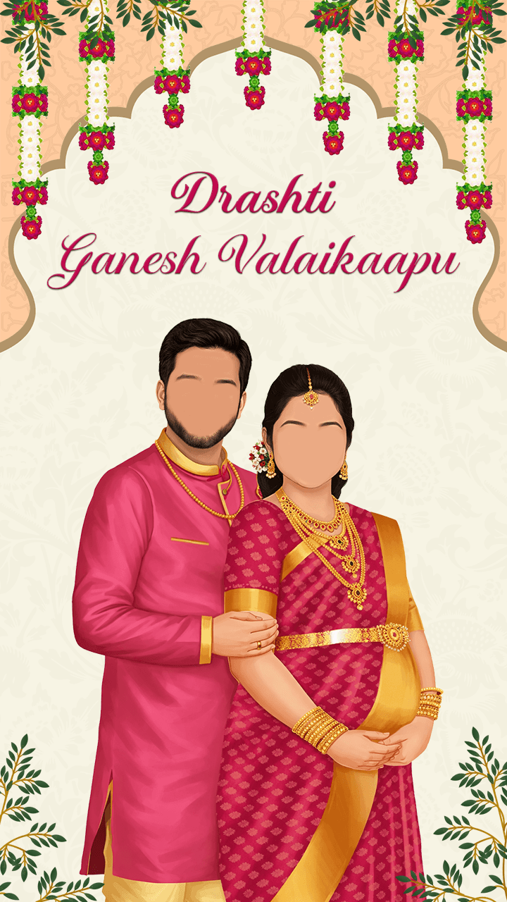 Digital Caricature Baby Shower Invitation Video Design HD