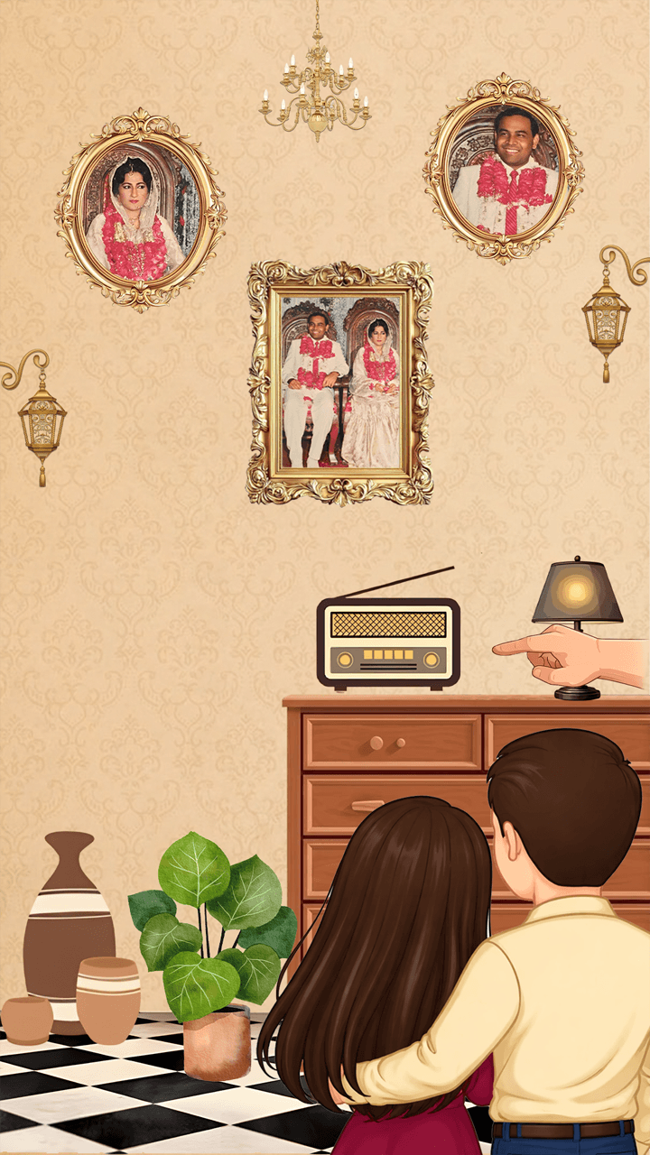 Premium Caricature Theme Anniversary Invitation