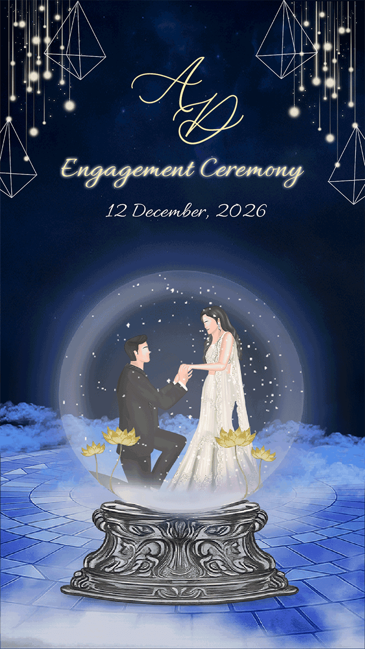 Engagement Invitation Video with Couple Illustration Design