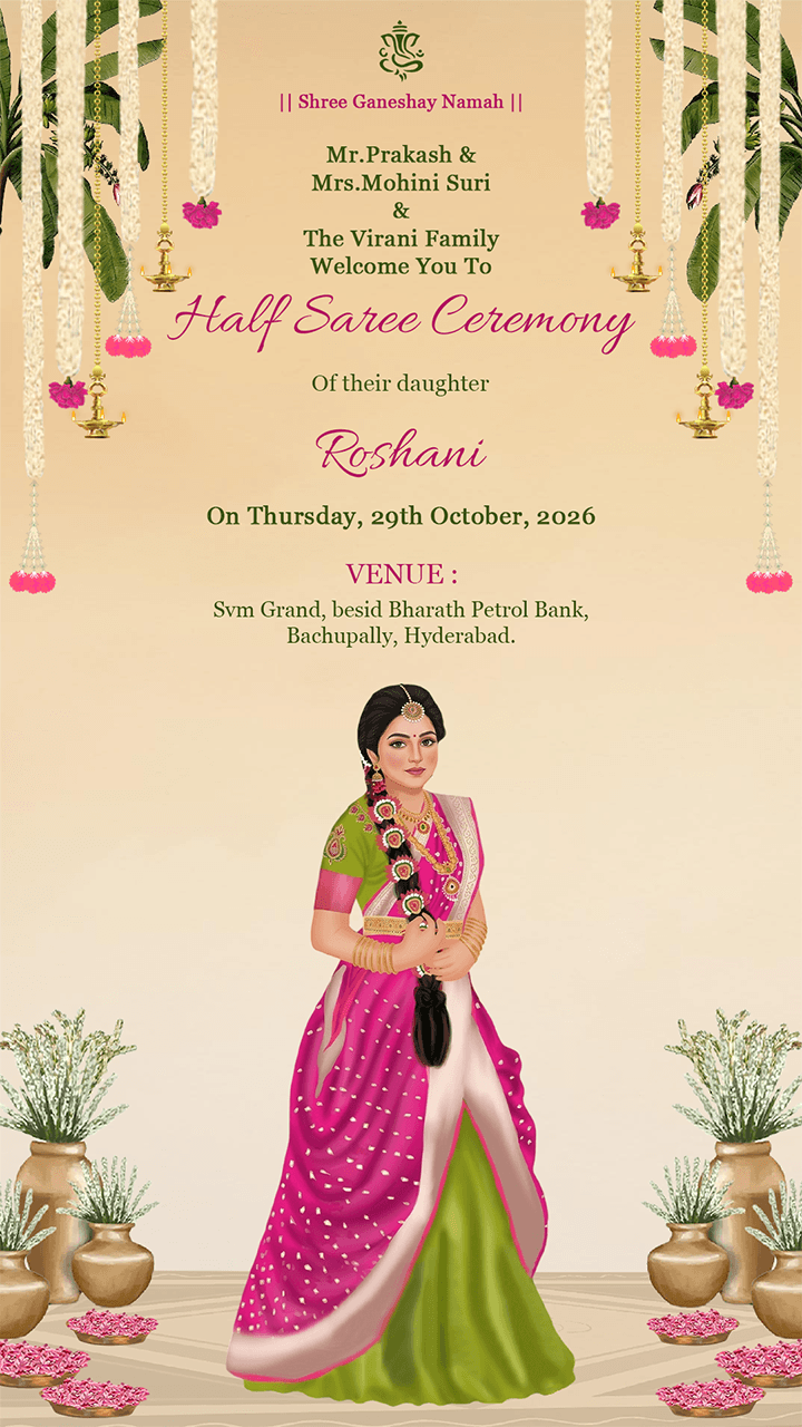 Half Saree Ceremony Invitation Video for Every Tradition