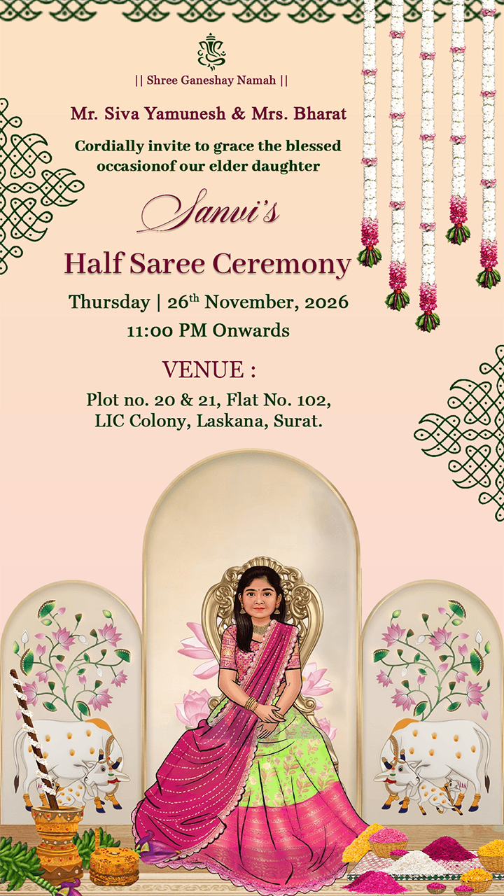 Creative Half Saree Invitation Video Templates for Events